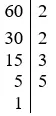 Phân tích số 60 ra thừa số nguyên tố theo cột dọc Thuc Hanh 2 Trang 33 Toan Lop 6 Tap 1 Chan Troi