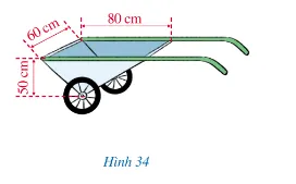 Hình 34 mô tả một xe chở hai bánh mà thùng chứa của nó có dạng lăng trụ đứng tam giác A Sua Bai 4 Trang 87 Toan Lop 7 Tap 1 128318