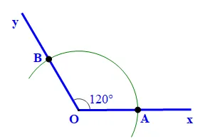 Cho góc xOy = 120 độ. Vẽ tia phân giác của góc xOy bằng hai cách A Sua Bai 4 Trang 99 Toan Lop 7 Tap 1 128498