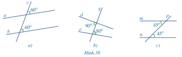 Quan sát các hình 38a, 38b, 38c và đoán xem các đường thẳng nào song song với nhau A Sua Hoat Dong 2 Trang 101 Toan 7 Tap 1 128545