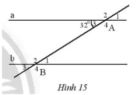 Trong Hình 15, cho biết a // b Tìm số đo các góc đỉnh A và B Bai 1 Trang 80 Toan Lop 7 Tap 1