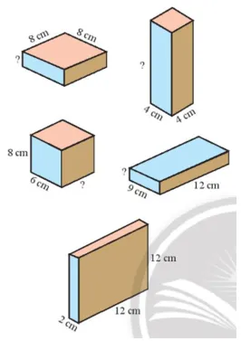 Các hình hộp chữ nhật trong Hình 5 có cùng số đo thể tích Bai 6 Trang 67 Toan Lop 7 Tap 1