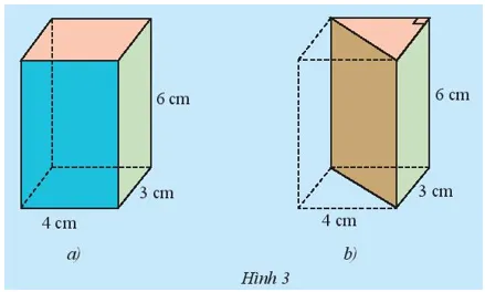 Cho hình hộp chữ nhật với kích thước như Hình 3a Kham Pha 2 Trang 60 Toan 7 Tap 1