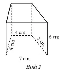 Tính diện tích xung quanh của lăng trụ đứng có đáy là hình thang được cho trong Hình 2 Thuc Hanh 1 Trang 59 Toan 7 Tap 1