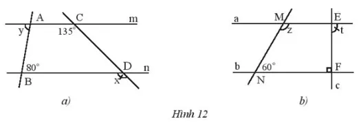 Cho biết m // n và a // b Tính số đo x, y, z, t Thuc Hanh 4 Trang 79 Toan 7 Tap 1
