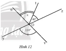 Tìm số đo x của góc uOt trong Hình 12 Van Dung 3 Trang 71 Toan 7 Tap 1
