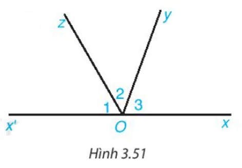 Cho Hình 3.51, trong đó Ox và Ox' là hai tia đối nhau. Tính tổng số đo ba góc O1, O2, O3 A Sua Bai 3 35 Trang 59 Toan Lop 7 Tap 1