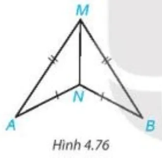 Trong Hình 4.76, có AM = BM, AN = BN. Chứng minh rằng góc MAN= góc MBN Bai 4 34 Trang 87 Toan Lop 7 Tap 1