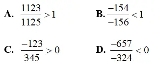 Trắc nghiệm: So sánh phân số - Bài tập Toán lớp 6 chọn lọc có đáp án, lời giải chi tiết Trac Nghiem So Sanh Phan So 1