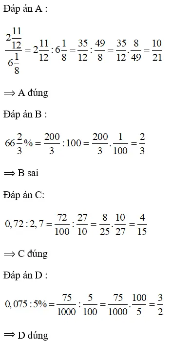 Trắc nghiệm: Tìm tỉ số của hai số - Bài tập Toán lớp 6 chọn lọc có đáp án, lời giải chi tiết Trac Nghiem Tim Ti So Cua Hai So 3