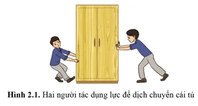 Quan sát hình 2.1 và cho biết người nào tác dụng lực đẩy, người nào tác dụng lực kéo lên cái tủ? Cau Hoi 1 Trang 48 Vat Li 10