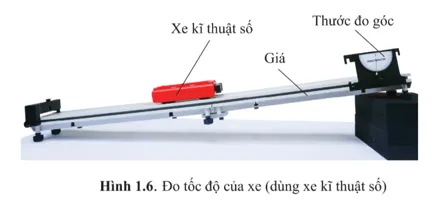 Bạn hãy thiết lập phương án để đo được tốc độ của xe chuyển động trên máng đỡ bằng các dụng cụ sau đây Van Dung Trang 20 Vat Li 10