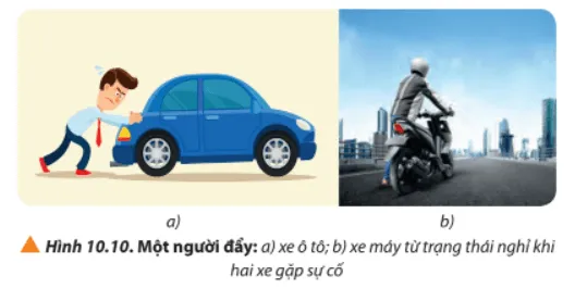 Quan sát Hình 10.10, nhận xét trong trường hợp nào thì ta có thể dễ dàng làm xe chuyển động Cau Hoi 7 Trang 62 Vat Li 10