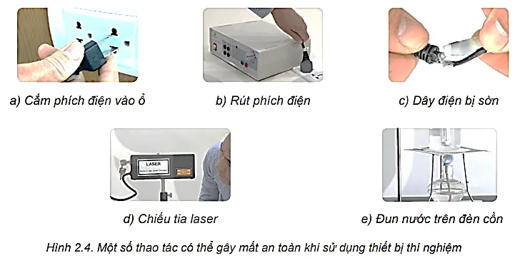 Em hãy quan sát một số hình ảnh về thao tác sử dụng các thiết bị thí nghiệm Hoat Dong Trang 14 Vat Li 10 131233