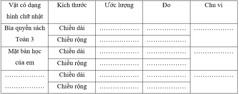 Vở bài tập Toán lớp 3 Tập 2 trang 39, 40 Chu vi hình chữ nhật | Chân trời sáng tạo Chu Vi Hinh Chu Nhat 9