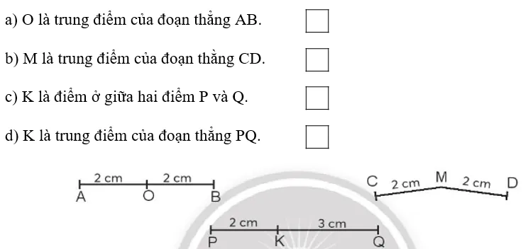 Vở bài tập Toán lớp 3 Tập 1 trang 79, 80 Điểm ở giữa. Trung điểm của đoạn thẳng | Chân trời sáng tạo Diem O Giua Trung Diem Cua Doan Thang 8