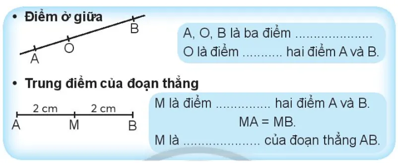 Vở bài tập Toán lớp 3 Tập 1 trang 79, 80 Điểm ở giữa. Trung điểm của đoạn thẳng | Chân trời sáng tạo Diem O Giua Trung Diem Cua Doan Thang