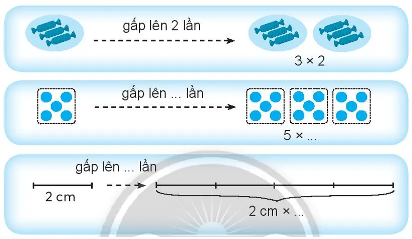 Vở bài tập Toán lớp 3 Tập 1 trang 62 Gấp một số lên một số lần | Chân trời sáng tạo Gap Mot So Len Mot So Lan