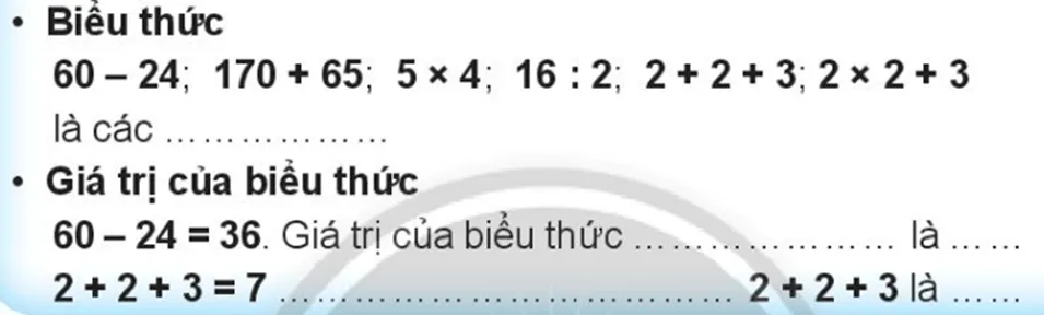 Vở bài tập Toán lớp 3 Tập 1 trang 33 Làm quen với biểu thức - Chân trời sáng tạo Lam Quen Voi Bieu Thuc 142455